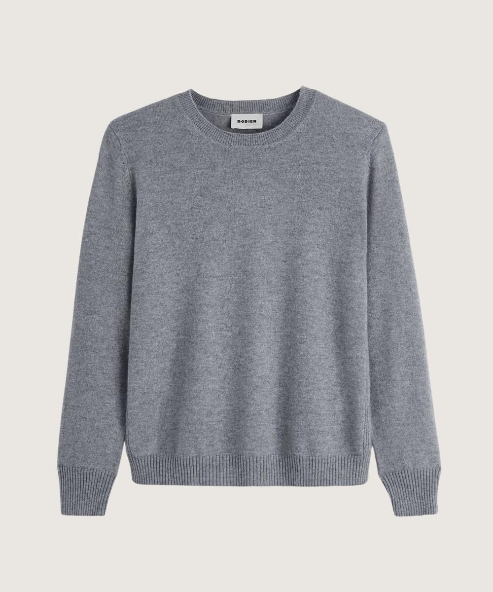rodier Pull col rond en cachemire gris