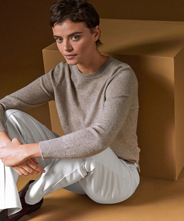 Rodier Pull Col Rond En Cachemire Marron Taupe