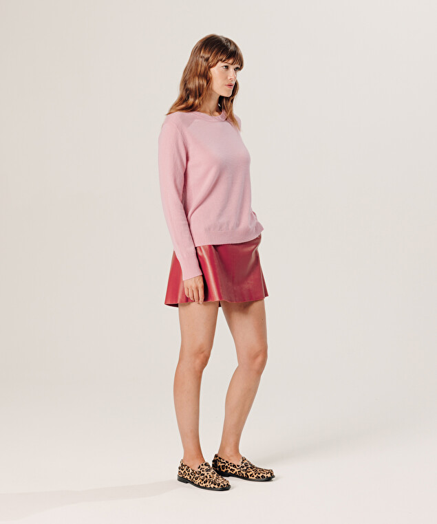 Rodier Pull Col Rond En Cachemire Rose Poudre