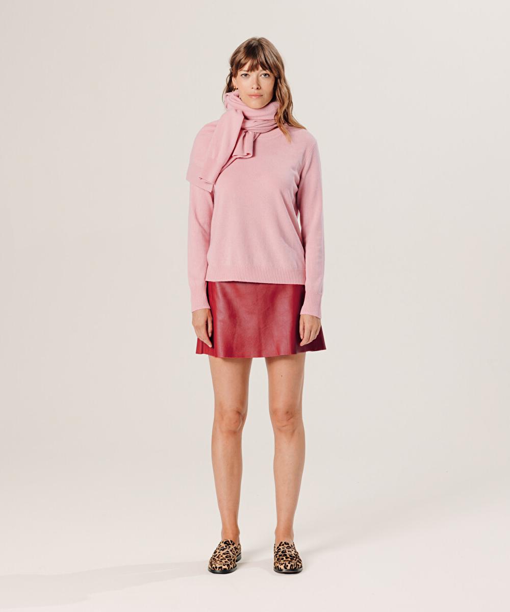 rodier Pull col rond en cachemire rose poudre