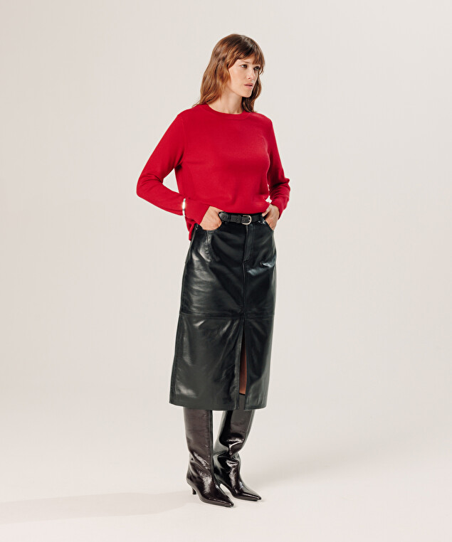 Rodier Pull Col Rond En Cachemire Rouge