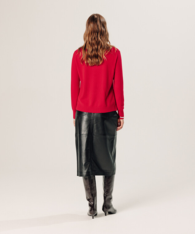 Rodier Pull Col Rond En Cachemire Rouge