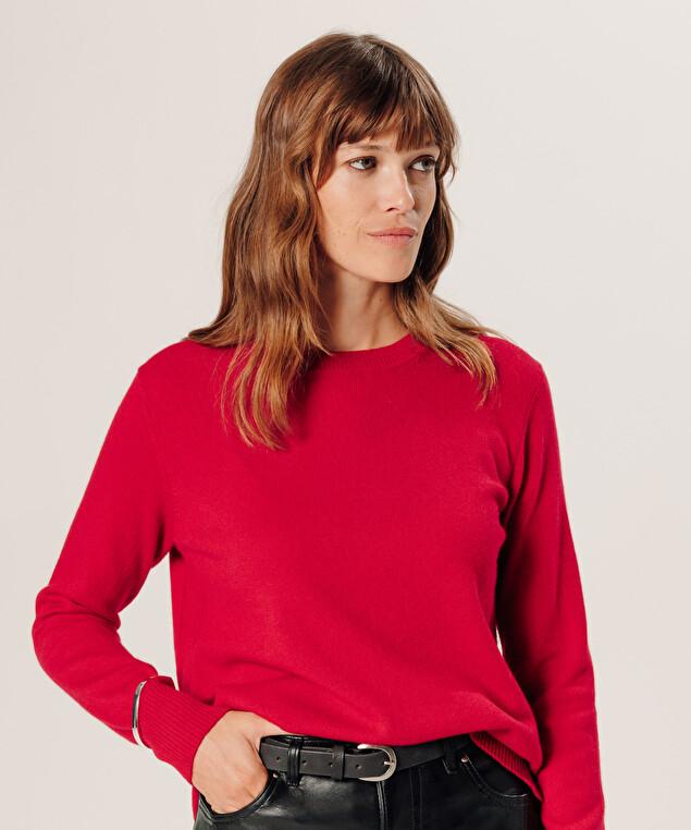 Rodier Pull Col Rond En Cachemire Rouge