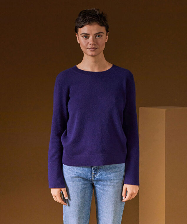 Rodier Pull Col Rond En Cachemire Violet Foncé