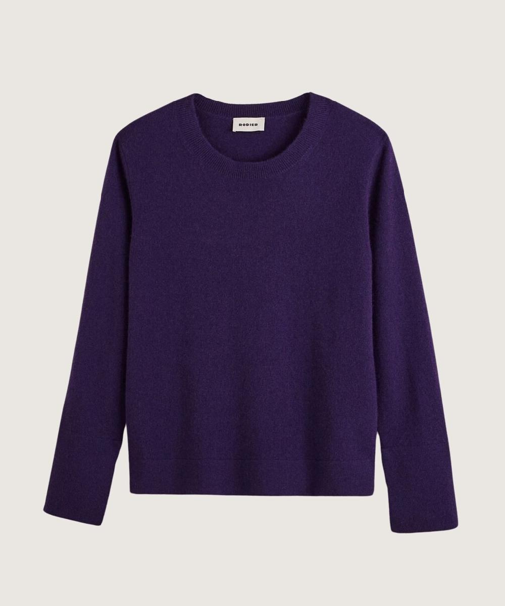 rodier Pull col rond en cachemire violet foncé