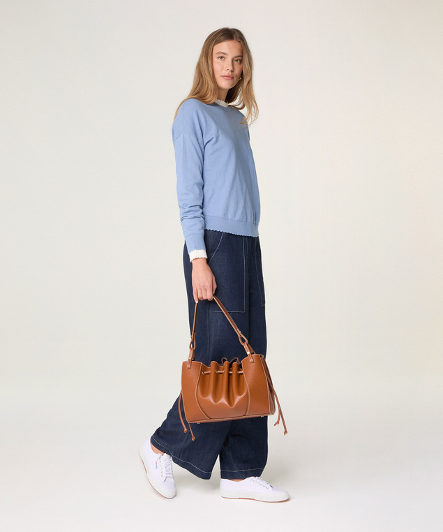 Rodier Pull Col Rond En Coton Bleu Gris