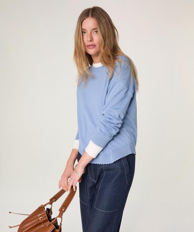 Rodier Pull Col Rond En Coton Bleu Gris