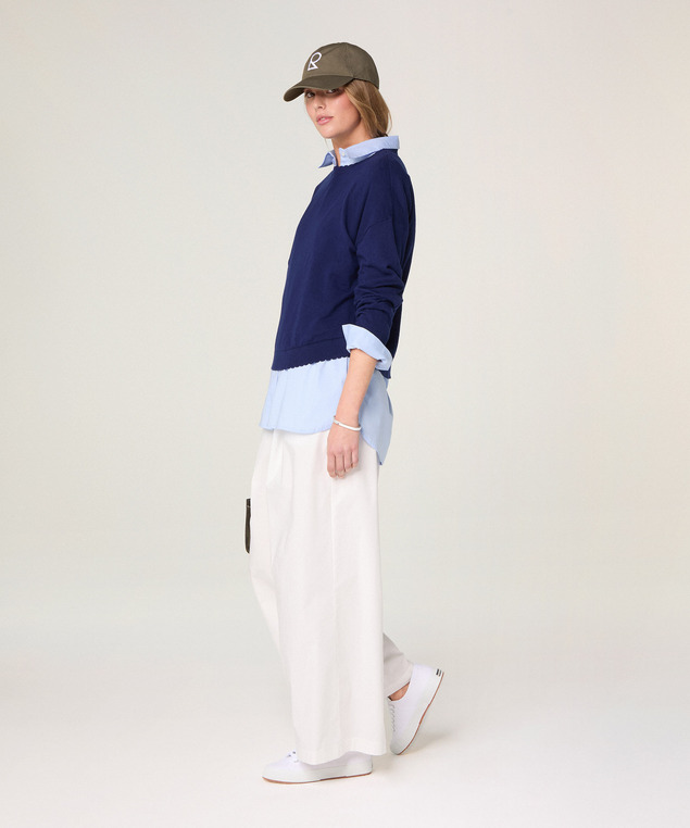 rodier Pull Col Rond En Coton Bleu Marine