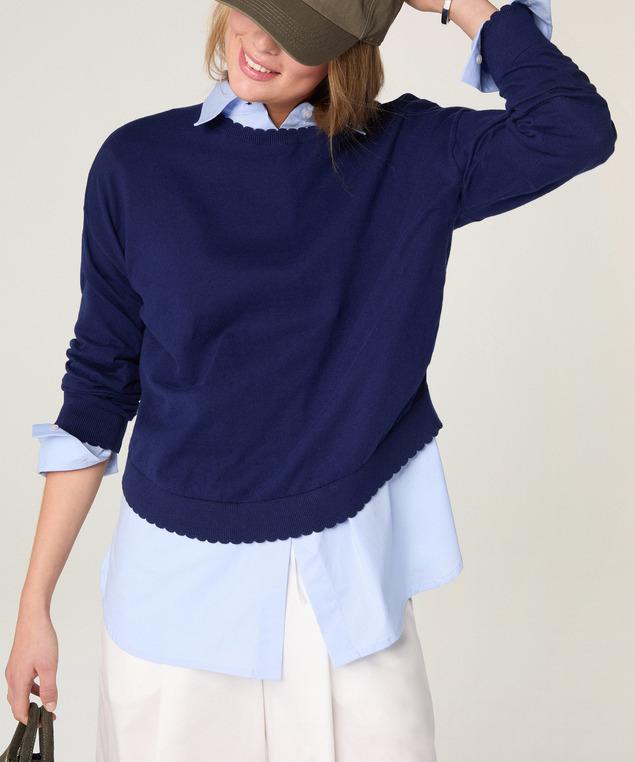 rodier Pull Col Rond En Coton Bleu Marine