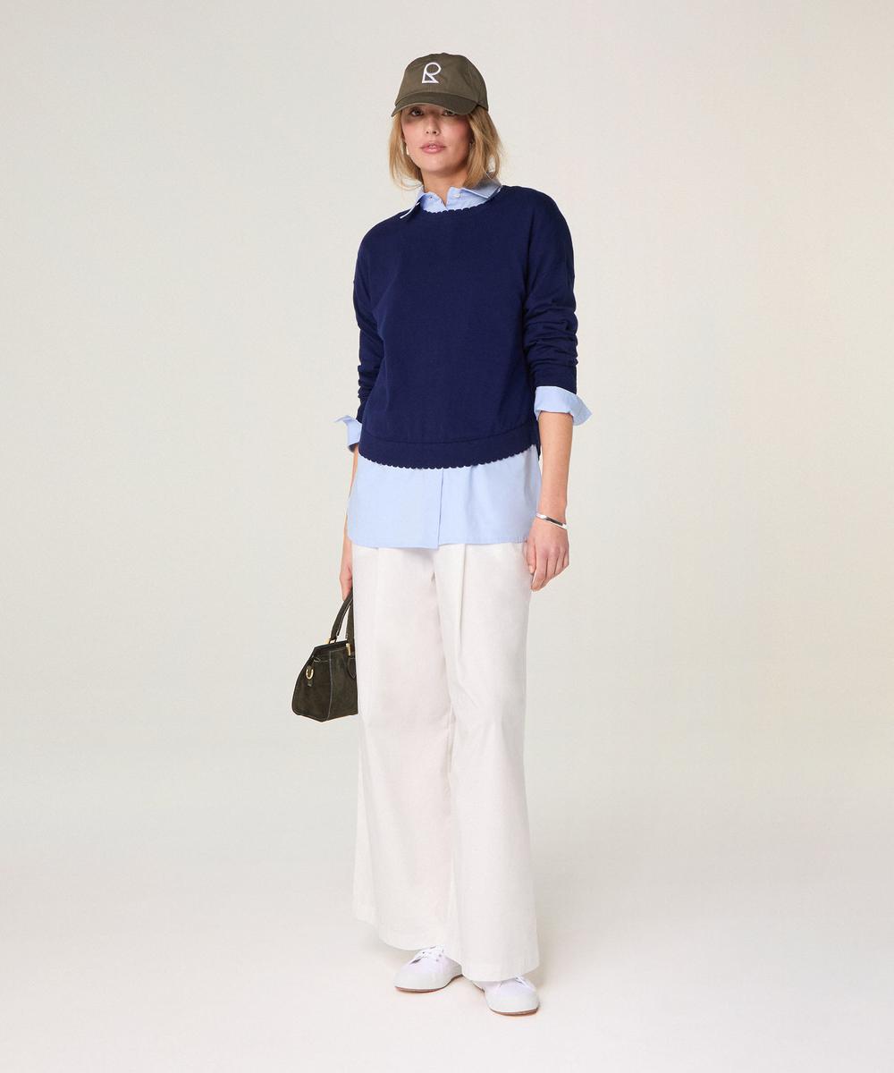 rodier Pull col rond en coton bleu marine