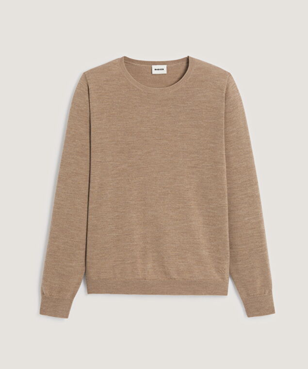Rodier Pull Col Rond En Laine Mérinos Beige