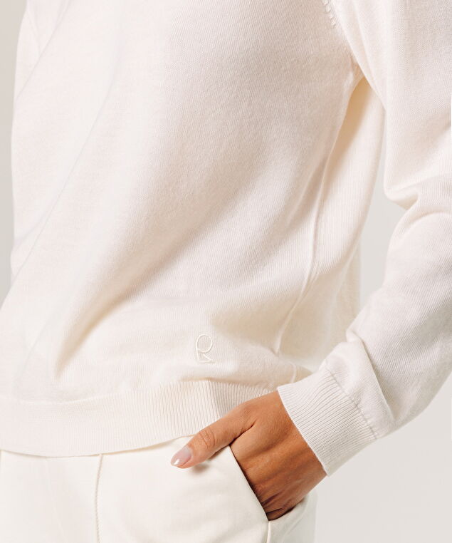 Rodier Pull Col Rond En Laine Mérinos Blanc