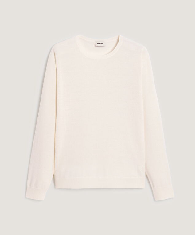 Rodier Pull Col Rond En Laine Mérinos Blanc