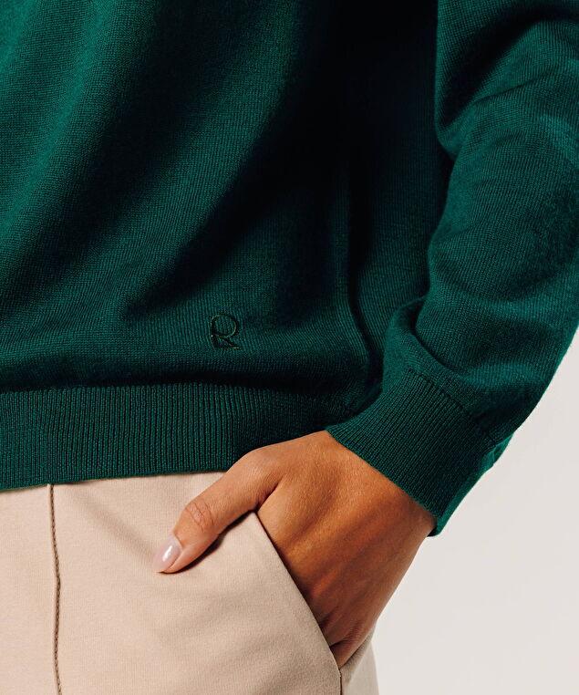 Rodier Pull Col Rond En Laine Mérinos Vert Anglais