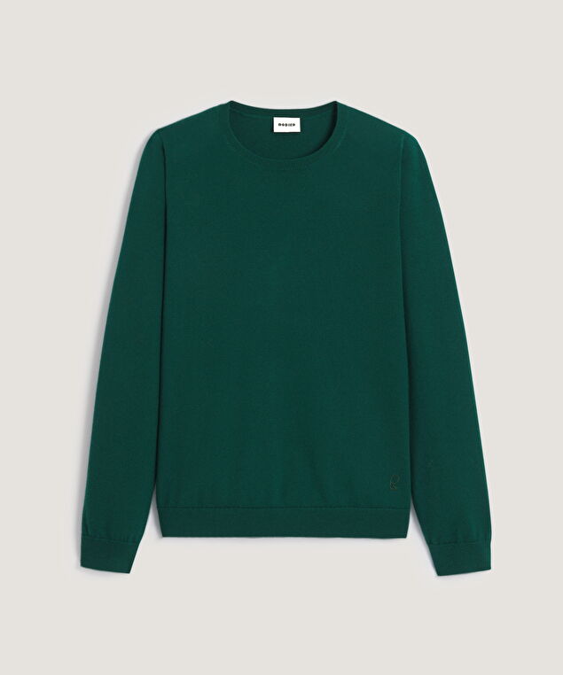 Rodier Pull Col Rond En Laine Mérinos Vert Anglais