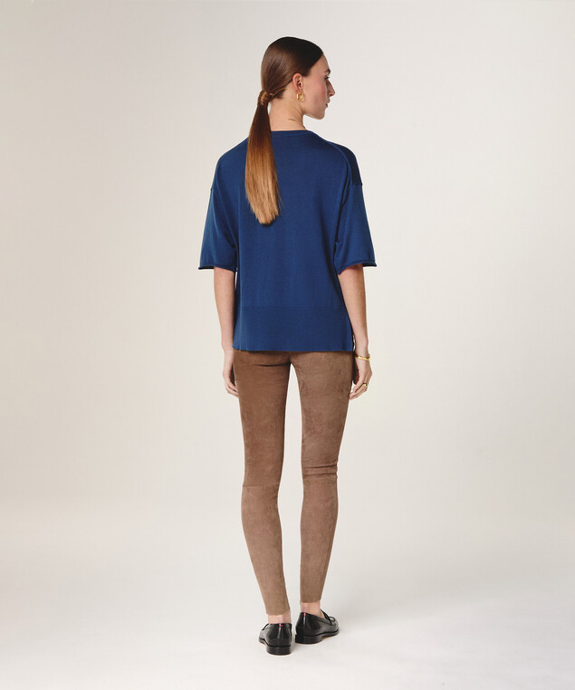 Rodier Pull Col Rond Manches Courtes Bleu Marine