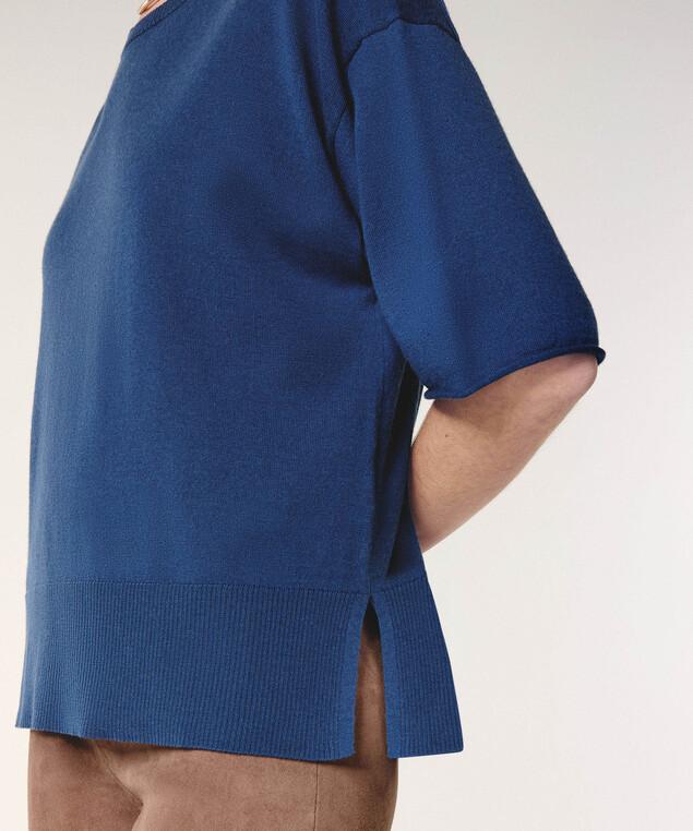 Rodier Pull Col Rond Manches Courtes Bleu Marine