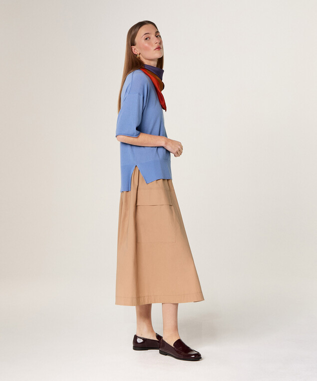 Rodier Pull Col Rond Manches Courtes Bleu Océan