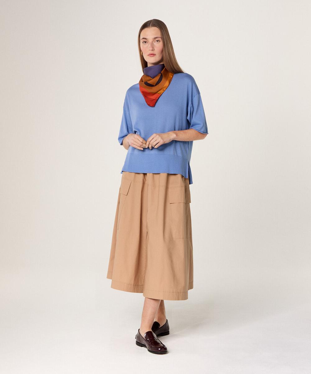 rodier Pull col rond manches courtes bleu océan