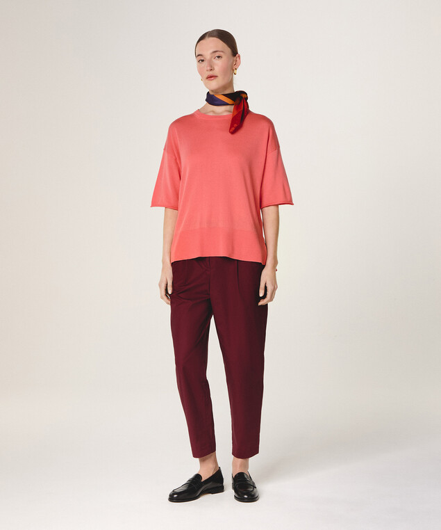 Rodier Pull Col Rond Manches Courtes Mandarine