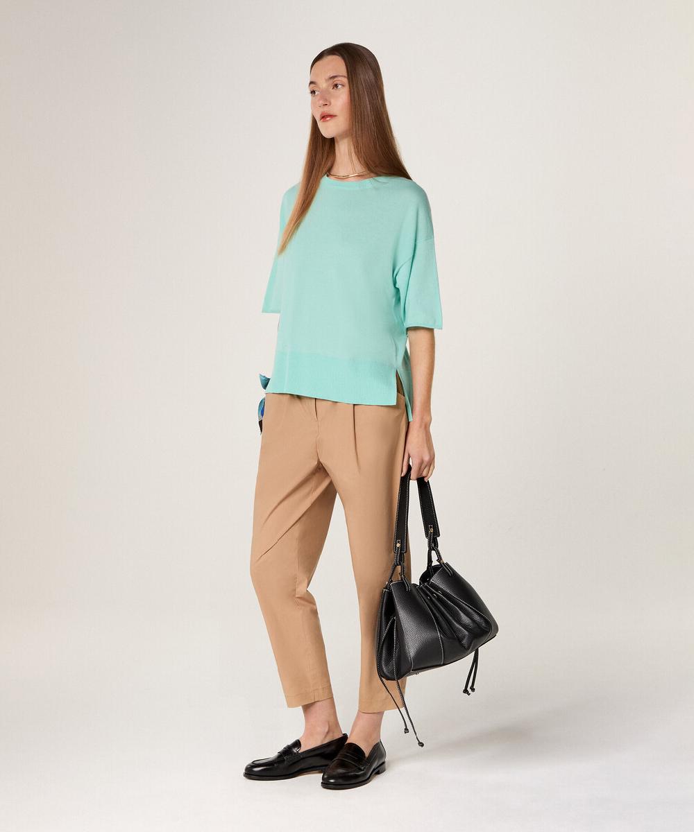 rodier Pull col rond manches courtes vert d'eau