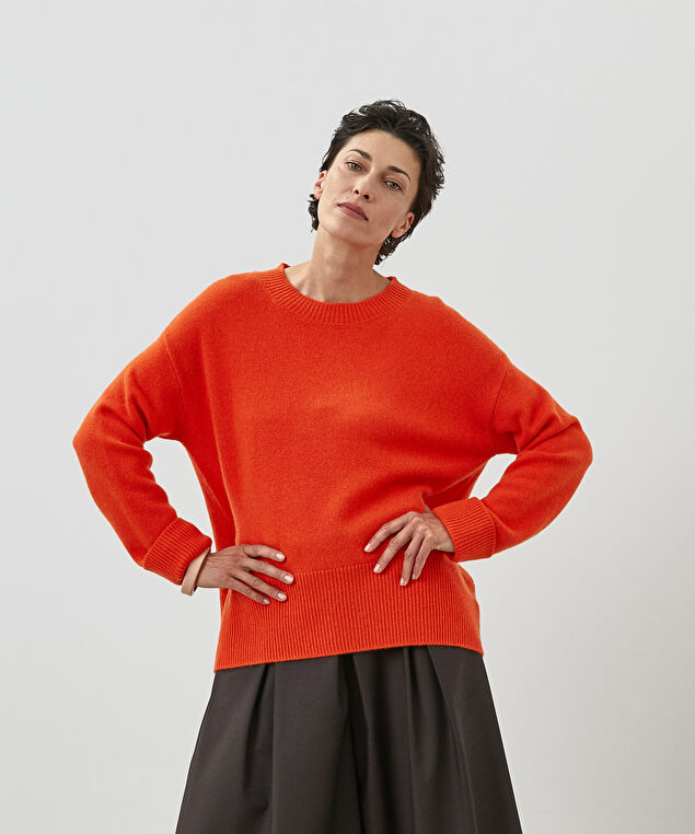 Rodier Pull Col Rond Oversize Cachemire Orange