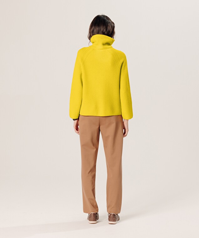 Rodier Pull Col Roulé Côtelé En Cachemire Jaune