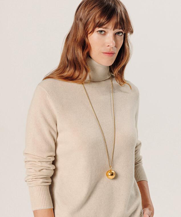 Rodier Pull Col Roulé En Cachemire Beige