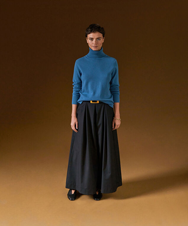 Rodier Pull Col Roulé En Cachemire Bleu Azur