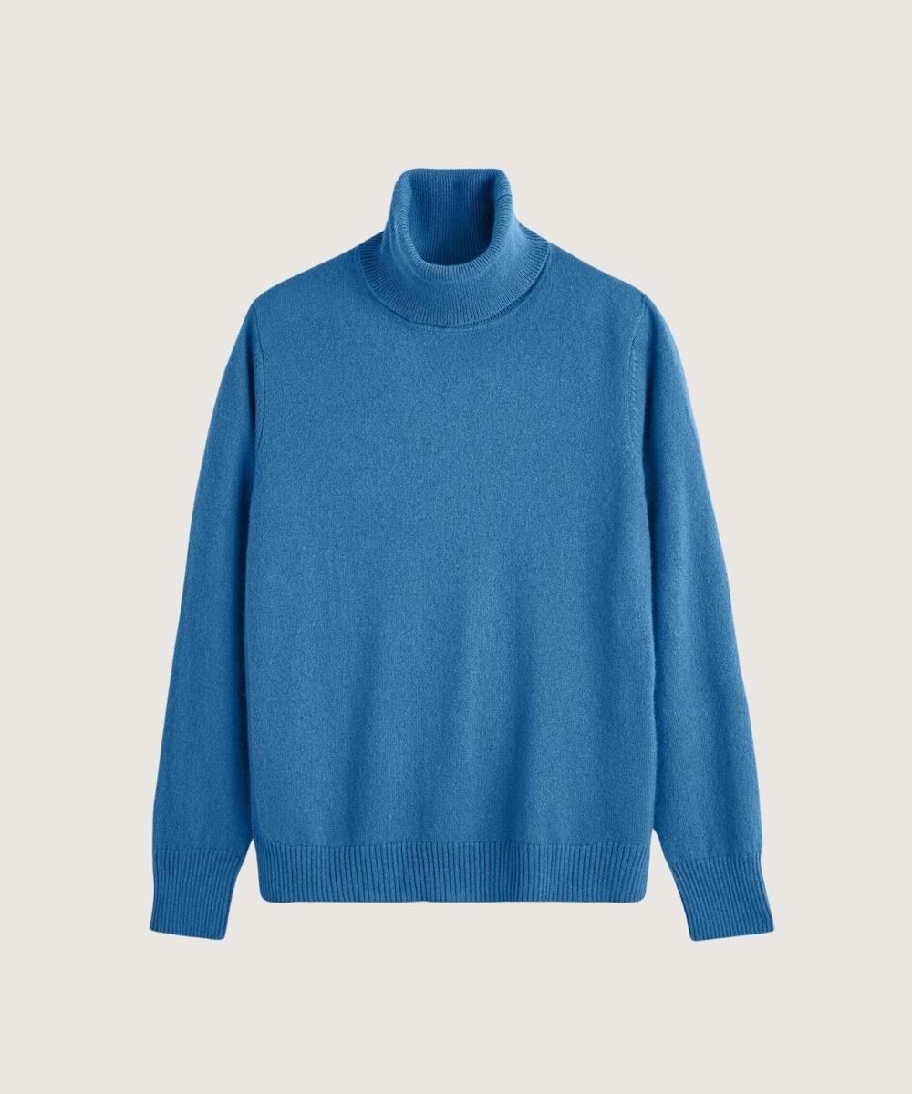 rodier Pull col roulé en cachemire bleu azur