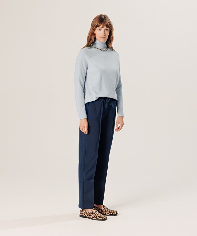 Rodier Pull Col Roulé En Cachemire Bleu Ciel