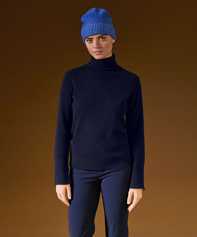 Rodier Pull Col Roulé En Cachemire Bleu Marine