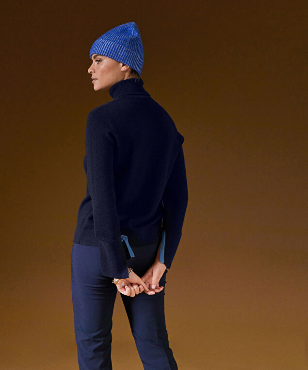 Rodier Pull Col Roulé En Cachemire Bleu Marine