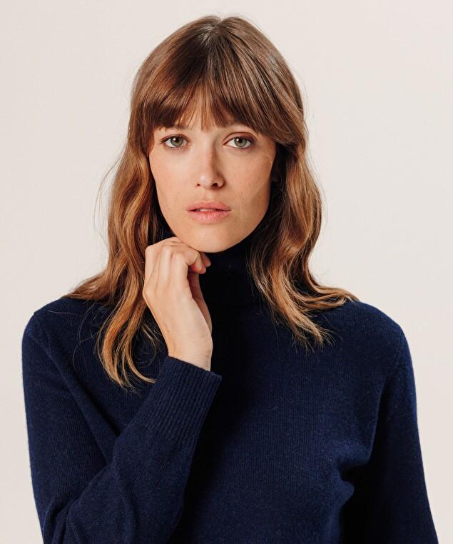 Rodier Pull Col Roulé En Cachemire Bleu Nuit