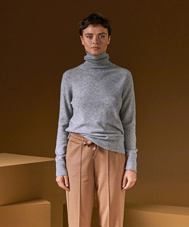 Rodier Pull Col Roulé En Cachemire Gris