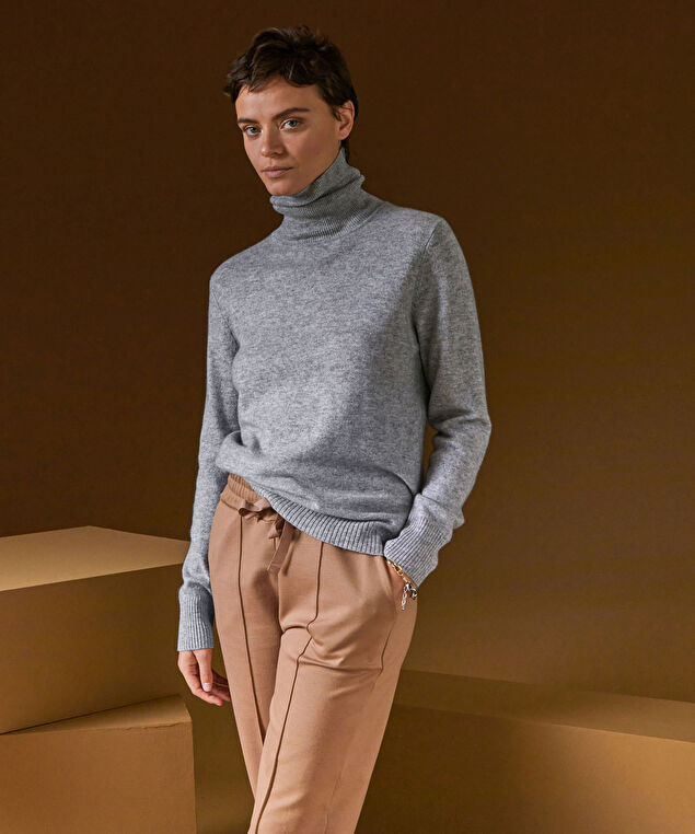 Rodier Pull Col Roulé En Cachemire Gris