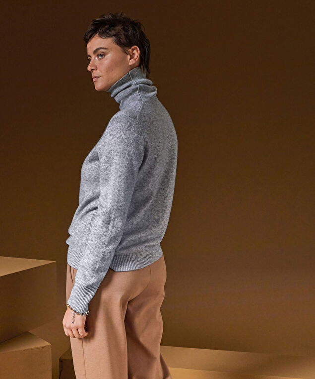 Rodier Pull Col Roulé En Cachemire Gris