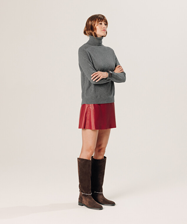 Rodier Pull Col Roulé En Cachemire Gris Moyen