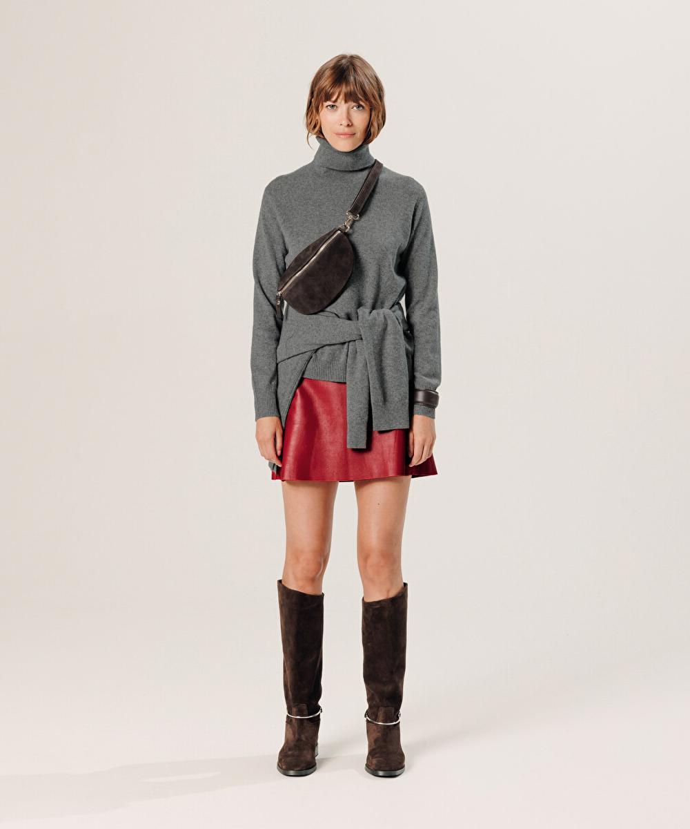 rodier Pull col roulé en cachemire gris moyen