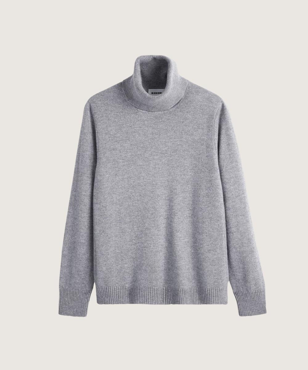 rodier Pull col roulé en cachemire gris
