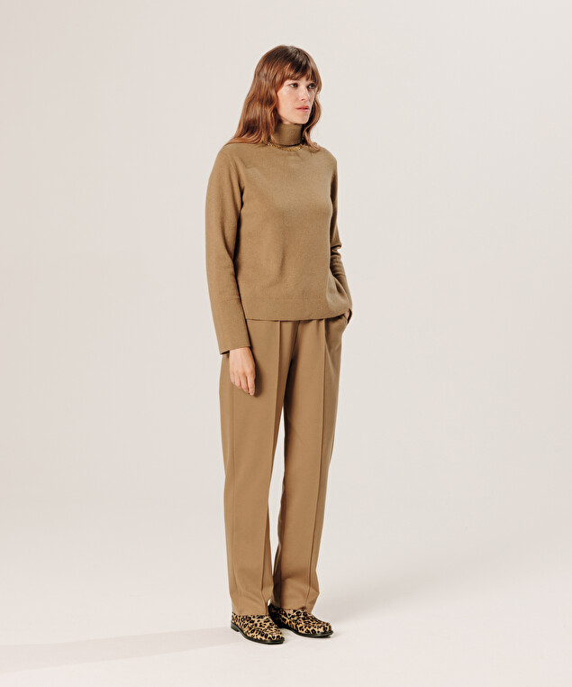 Rodier Pull Col Roulé En Cachemire Marron Camel