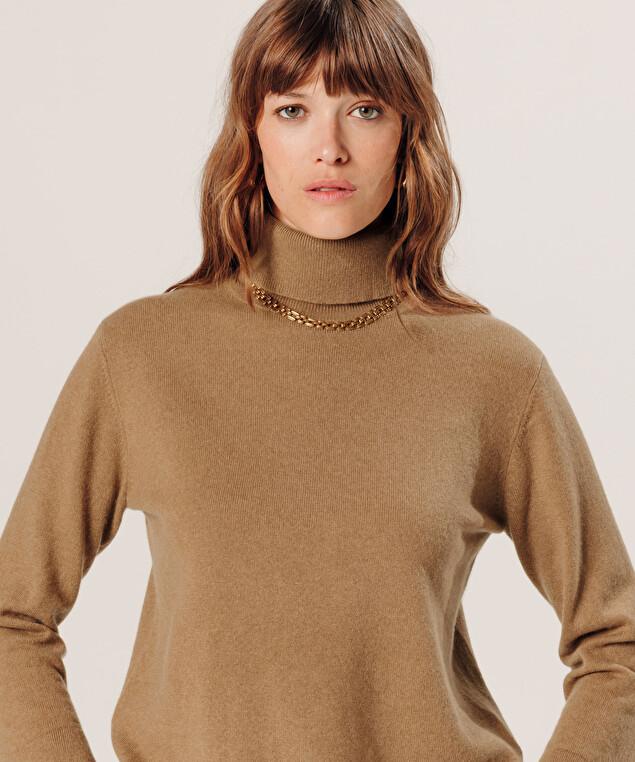 Rodier Pull Col Roulé En Cachemire Marron Camel