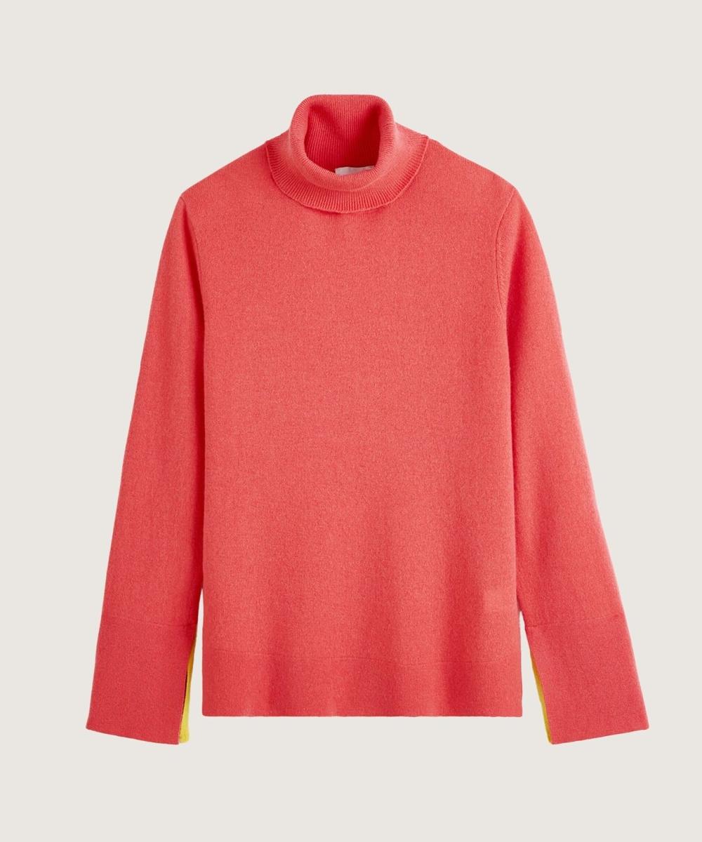 rodier Pull col roulé en cachemire orange corail