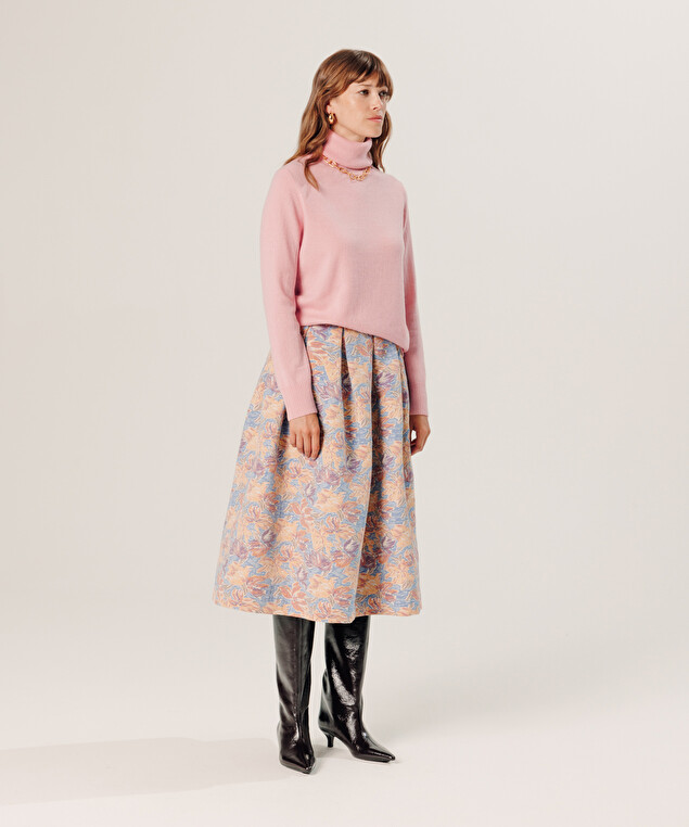 Rodier Pull Col Roulé En Cachemire Rose Poudre