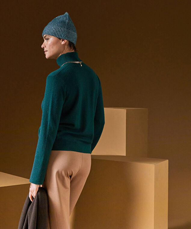 Rodier Pull Col Roulé En Cachemire Vert Canard