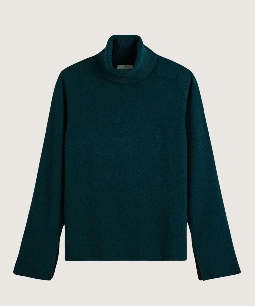 rodier Pull col roulé en cachemire vert canard