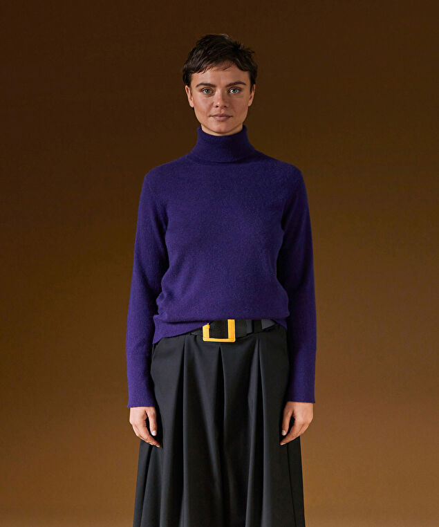 Rodier Pull Col Roulé En Cachemire Violet Foncé