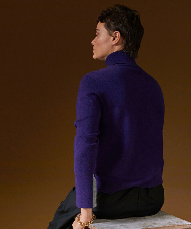 Rodier Pull Col Roulé En Cachemire Violet Foncé