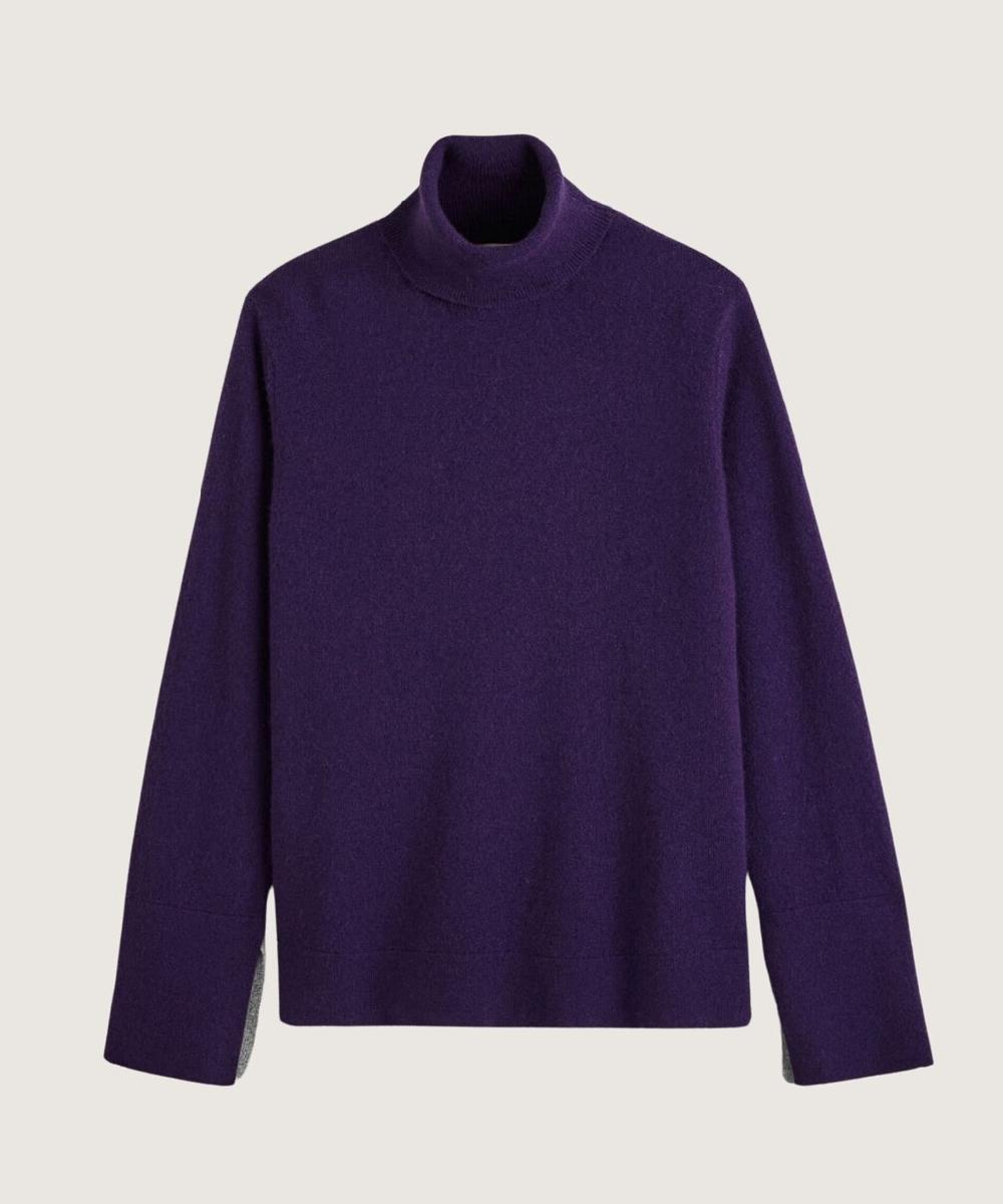 rodier Pull col roulé en cachemire violet foncé