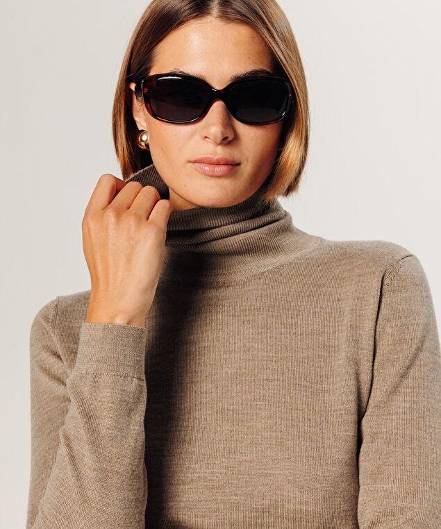 Rodier Pull Col Roulé En Laine Mérinos Beige